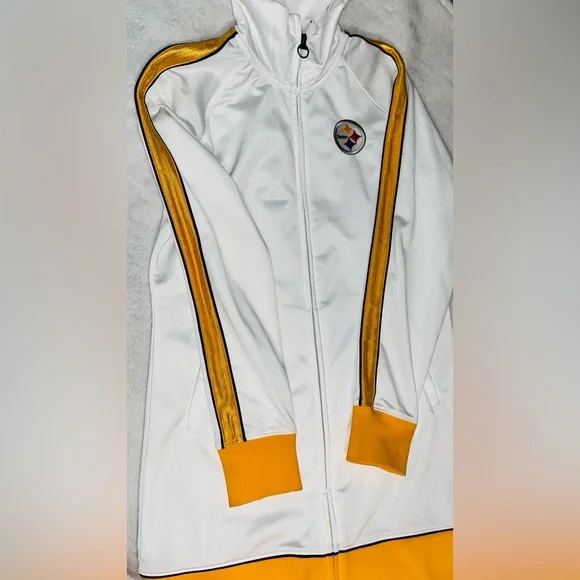 NFL Steelers Reebok Track Jacket Full Zip up sz M 💛 - Picture 6 of 9